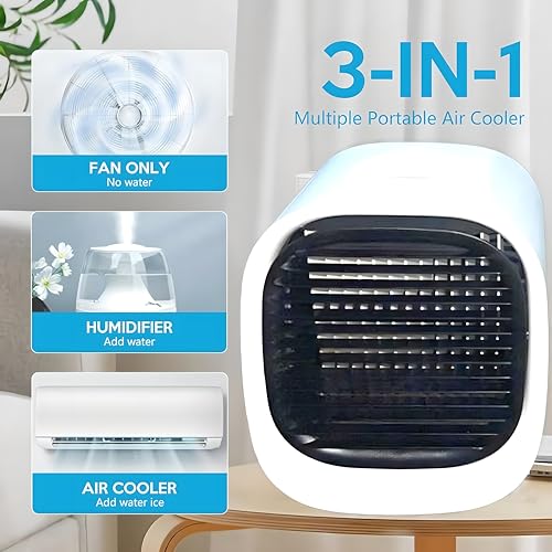 مكيف ومبرد هواء شخصي عام بـ 3 سرعات صغير الحجم يعمل بمنفذ USB مضاد للتسرب مزود بحامل لوضعه على الطاولة للاستخدام الداخلي والخارجي مثالي للسيارة والتخييم وغرفة المكتب من ليفافا