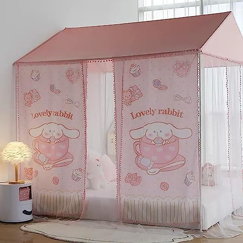 Princess Bed Netting Canopy Mosquito Net Bed Frame Curtain Canopy 4 Corners Post Canopy Bed Curtains for Boys & Girls Castle Style,Pony,Twin