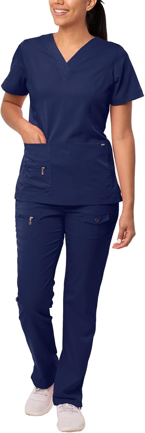 Adar Pro Breakthrough Plus Scrub Set for Women - Enhanced V-Neck Top & Multi Pocket Pants