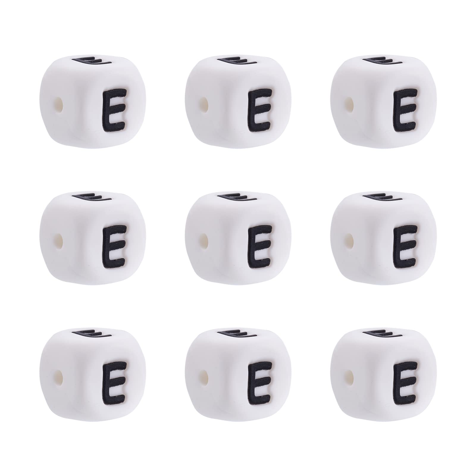 Perles cubiques en silicone 12 mm avec lettre E Crafans : qualité supérieure pour bijoux DIY