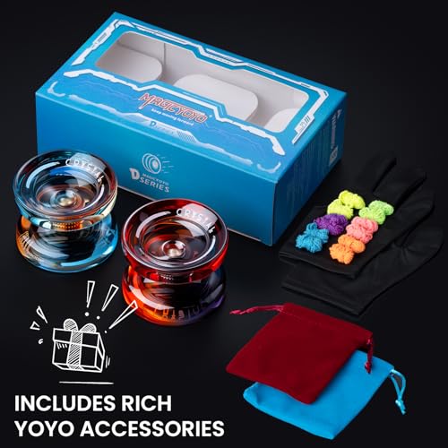 Image of MAGICYOYO K2 Responsive Yoyo for Kids 8-12 (Black Orange + Blue Orange) | Professional Finger Spin Yoyo for Adualts, Beginners Yo-Yo with 2 Yo yo Gloves, 2 Bags,12 Yo yo Strings