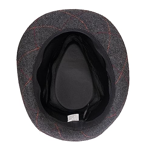 Image of The Tie Hub Dark Grey Woven Fedora Hat Wide Brim Felt Hat for Men