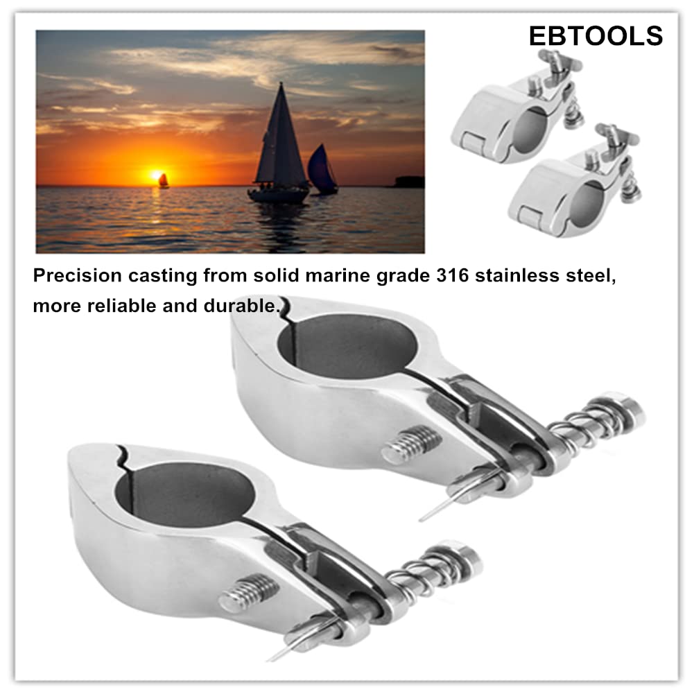 EBTOOLS pour support bimini pour pneumatique 2 pièces bateau articulé mâchoire supérieure glissière en acier inoxydable 316 raccords de quincaillerie marine pointe Style Bimini top charnière support