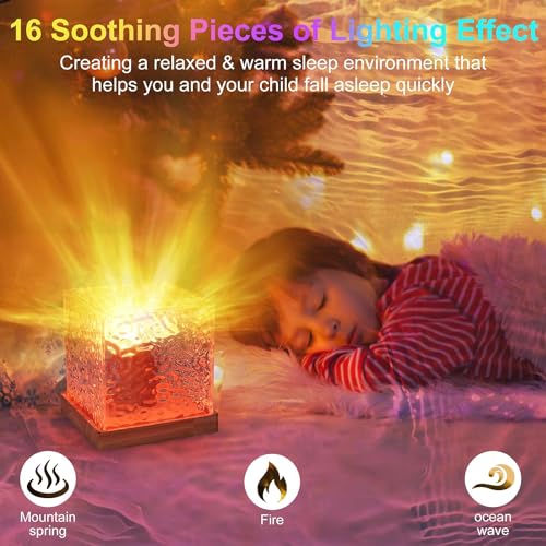 Image of CPENSUS Abs Northern Lights Ocean Wave Projector Light, 16 Colors Gradual Rotating Flame Water Lamp, Wave Night Light with Remote Control for Office Bar (Ocean Wave), Incandescent, Clear