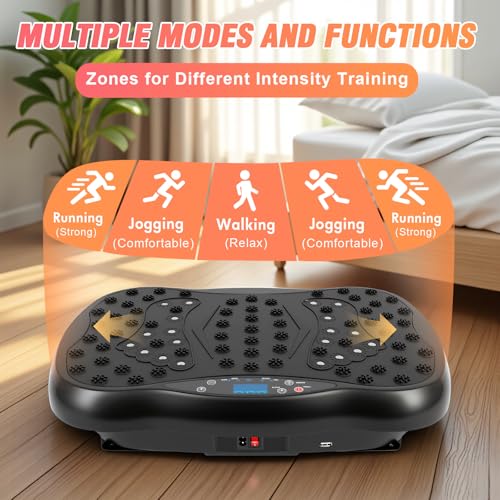 Image of Vibration Plate Exercise Machine for Lymphatic Drainage, 10 Preset Modes & 200-Level Vibrating Platform for Whole Body Fitness, Bluetooth Audio, Home Gym Shake Plate with Resistance Bands