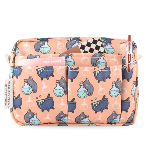 Portfolio Organizer with Multiple Pockets Waterproof Travel Zippered Toiletry Bag Portable Storage Pencil Pouch for Notebooks Stationeries Make-up Journal Office Art Supplies.Potion Cat