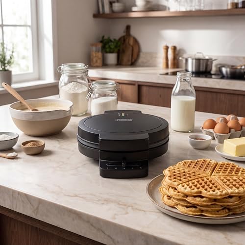 Princess Waffeleisen Deluxe, 5 Herzwaffeln, 1000 W Leistung, Antihaftbeschichtung, Kontrollleuchten, Kompaktes Design, 01.132378.01.001 – Ansicht 5