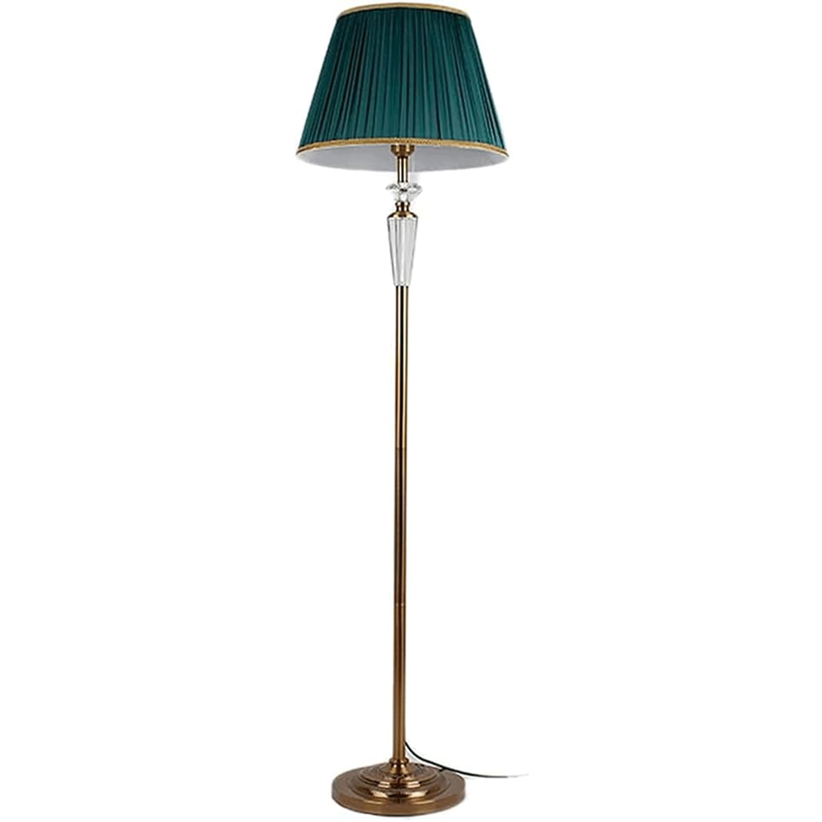 Lámpara de pie LED de cobre retro con atenuación de 3 niveles y pantalla de tela elegante 8