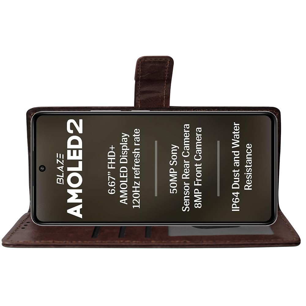 Lava Blaze AMOLED 2 5G Flip Cover - Leather & Stand -5
