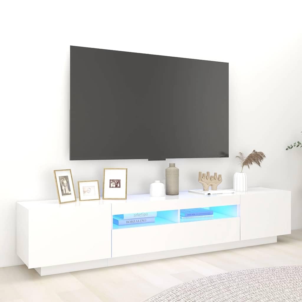 vidaXL Mobile Porta TV con Luci LED Bianco 200x35x40 cm