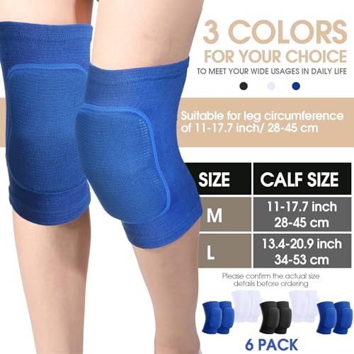 Image of Lenwen 12 Pairs Volleyball Knee Pads for Dancers Soft Breathable Knee Braces for Men Women Football Soccer Yoga Skating Wrestling Running Cycling(Medium,Classic Color)