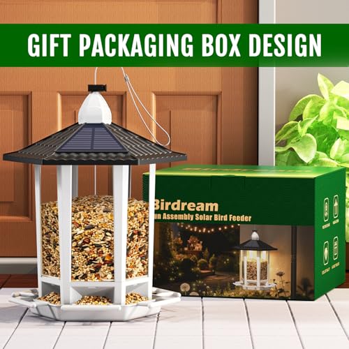 image for Birdream 2 Pack Solar Bird Feeders for Outdoors Hanging, Assembly Requ