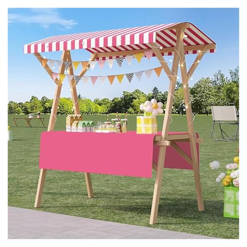 Carrito de comida callejera de madera, soporte de exhibición portátil de madera para vendedores al aire libre, carrito plegable para puestos callejeros