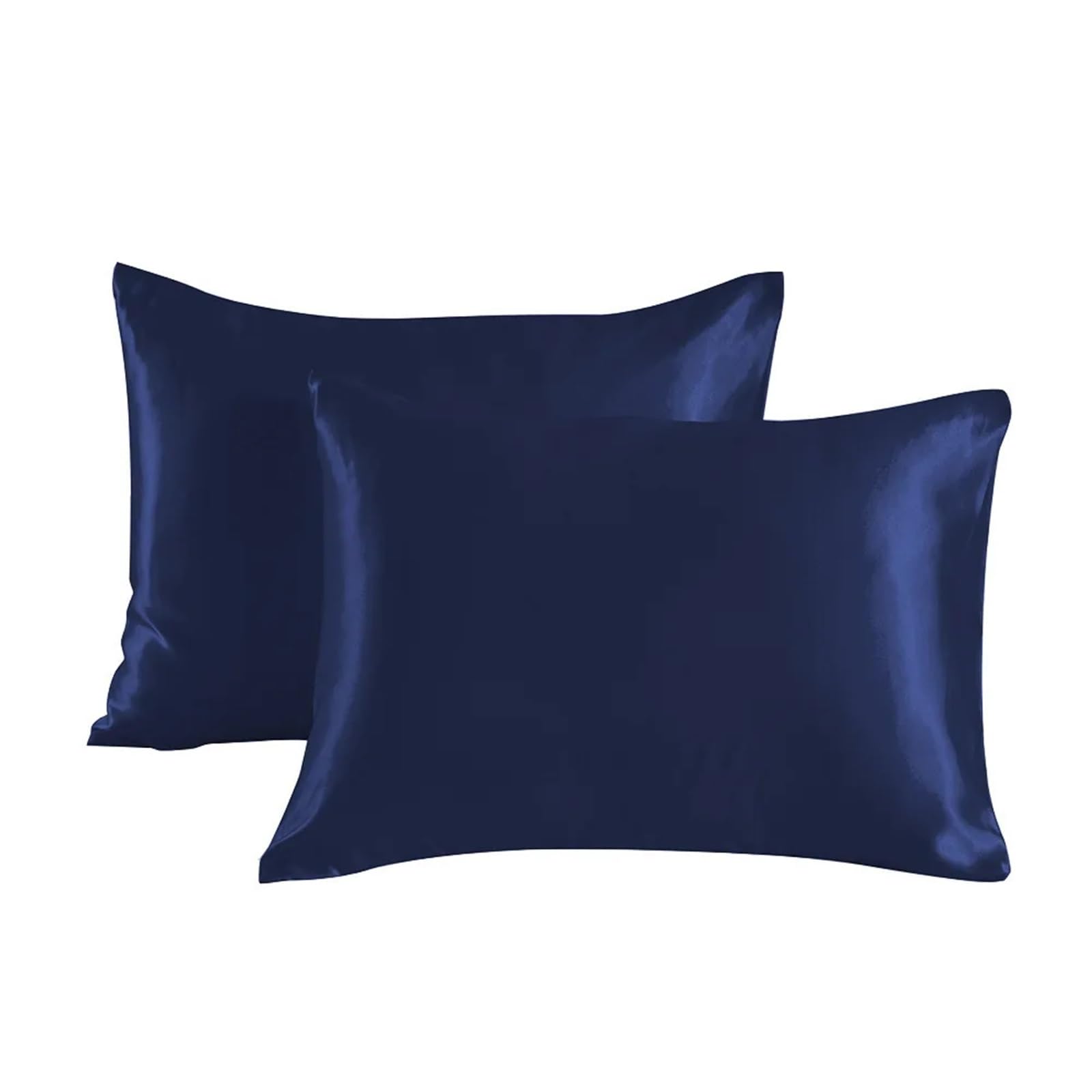 SHBHWS 2pc Satin Pillowcase - Silky Pillow Cases For Hair And Skin With Envelope Closure For Living Room Sofa(Deep blue,20x26 IN)