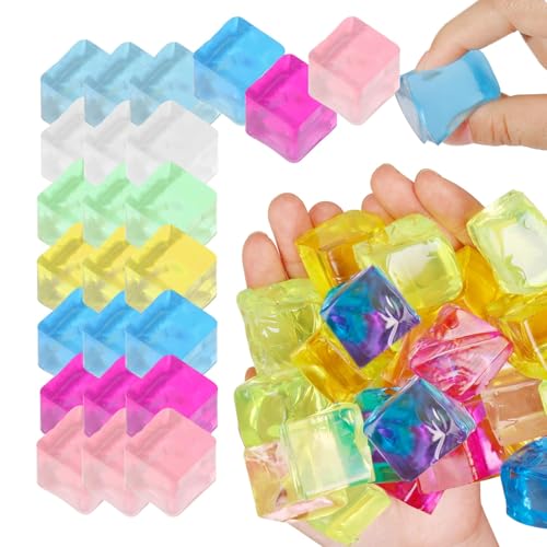 Image of Ice Cube Sensory Toys 24 Pcs Squishy Fidget Stress Cube for Adults Kids Anxiety Stress Relief Hand Therapy Sensory Squishy Ball Classroom Prize Box Toys