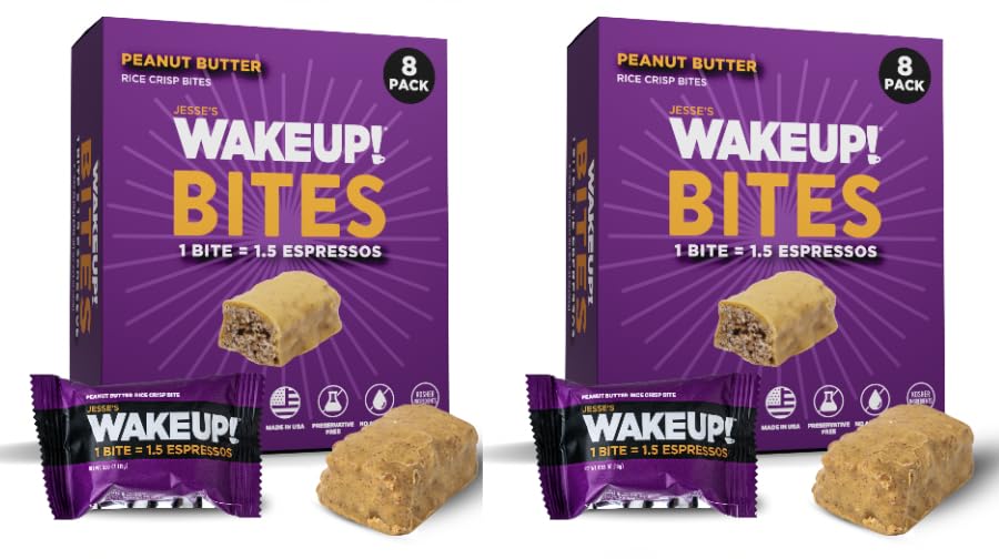 Image of WAKE UP! Peanut Butter Caffeinated Bites, 1.5 Espressos, 2 Pack (16 Bites)