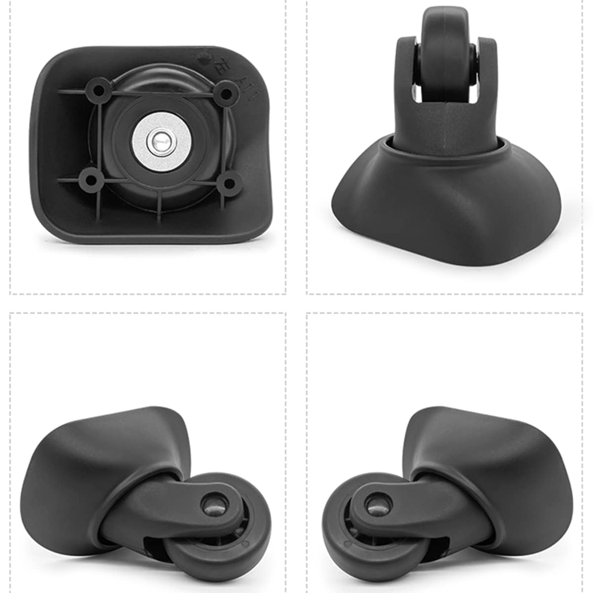 GEBONE YF-W068# Roues De Rechange Universelles PVC Valise à Roulettes Noires Avec Étrier De Frein - Diamètre 60mm