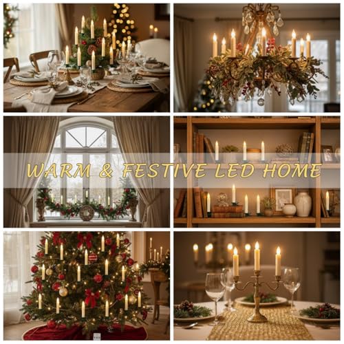 Image of Flameless LED Taper Candles with Clips, 4 inch Battery Operated Window Candles with Remote Timer Mini LED Chandelier Candlesticks for Home Decor Wedding Church Party & Tree Lighting,10 Pack,White
