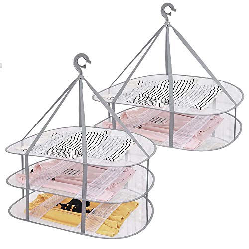 Fatiya Séchoir à linge pliable coupe-vent avec bande de fixation, support à linge pliable à suspendre pour pull – Extérieur, intérieur, portable (2 tailles) (beige)