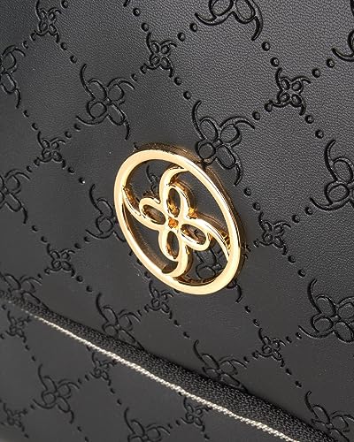 NINE WEST Black Makeup Bag Cosmetics Organizer Travel Essentials Hanging Hook Lattice Pattern Faux Leather Gold Trim3