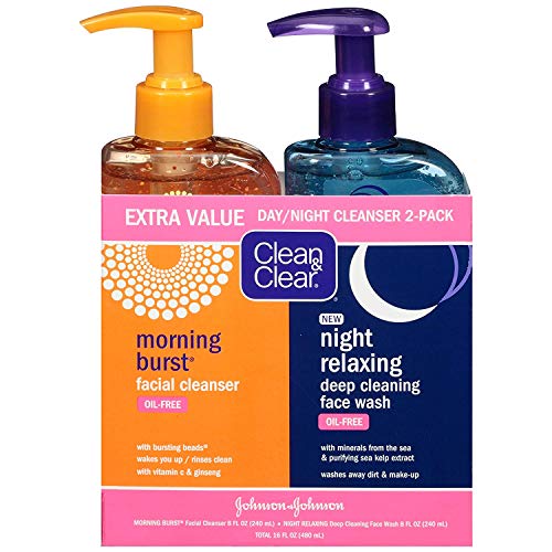 2-Pack Day and Night Face Cleanser Citrus Morning Burst Facial Cleanser with Vitamin C and Cucumber, Relaxing Night Facial Cleanser with Sea Minerals, Oil Free & Hypoallergenic Face Wash - Exclusive
