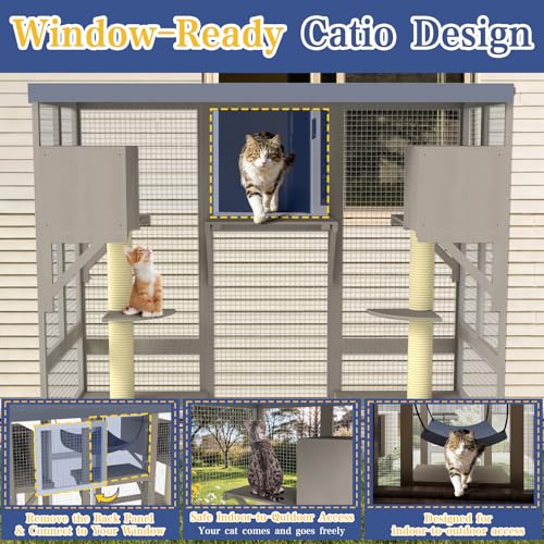 Image of PetsCosset 61.5 inch L Walk-in Catio Outdoor Cat Enclosure for Multiple Cats