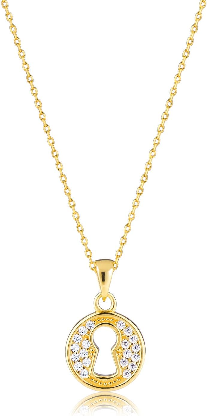 AWNL Women’s Necklace with Sterling Silver Love Lock Pendant Gift for Women Girlfriend