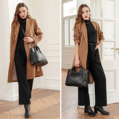 Image of Iswee Genuine Leather Top Handle Bag for Women Purses and Handbags Large | Crossbody Tote,Holds 13 inch laptop,3 Pocket Compartments,Adjustable Leather Long Strap,Every Bag