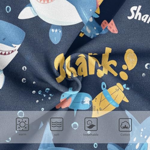 Wusikd Cartoon Sharks Blue Girls' Underwear Cotton Cute Girls Briefs Soft Toddler Underwear 2T3