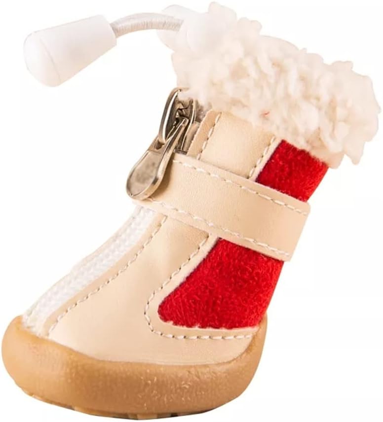 4pcs/Set Elastic Winter Pet Dog Shoes Anti-Slip Velvet Thickening Warmer Small Comfort Boots Puppy Animal (Orange 5 Code)