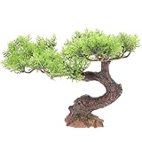 PRETYZOOM Mini Cliff Cypress Tree Artificial Bonsai Decoration for Home Office Desk Micro Landscape Ornament No Maintenance