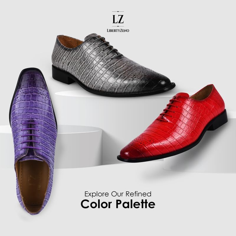 LIBERTYZENO Mens Animal Print Leather Adults Lace Up Oxford Dress Shoes for Prom Graduation4