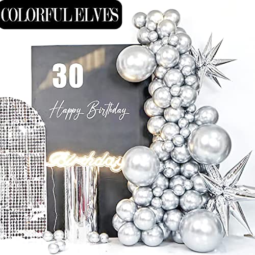 Image of Metallic Silver Balloons 10 Inches 100 Pack Helium Shiny Thicken Chrome Silver Party Balloon