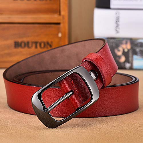 Women's Belt Genuine Leather Belt with Single Prong Alloy Buckle Red Black Brown3