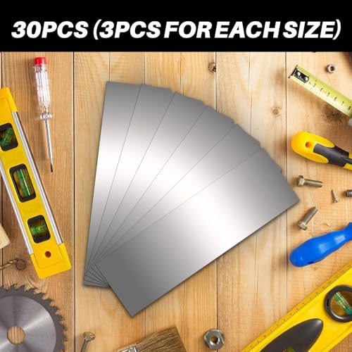 Image of Shim Stock Assortment Steel 2 inch Width x 6 inch Length, 30 Pcs 304 Stainless Steel Strips, 0.001 inch, 0.002 inch, 0.003 inch, 0.004 inch, 0.005 inch, 0.006 inch, 0.007 inch, 0.008 inch, 0.009 inch, 0.01 inch Thickness Metal Shims