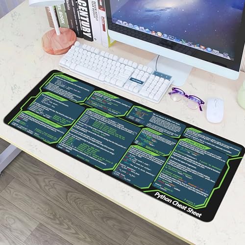 Image of Designfullprint Python Cheat Sheet Mousepad for Beginner, Python Reference Guide Desk Mat, Python CheatSheet for Software Engineers, Gift for AI Programmer Desk Mat KMH