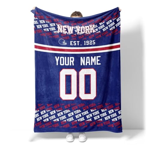 ANTKING New York Throw Blanket Custom Name and Number Blanket for Men Women Boy Gifts
