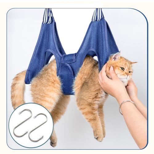 Image of Cat and Dog Grooming Hammock with Safety Belt for Nail Clipping、Grooming,Cat Bathing Bag for cat Nail Trimming,Pet Claw Care Bag, Dog Grooming Harness(XS,Be Sure to Check The Size Chart)