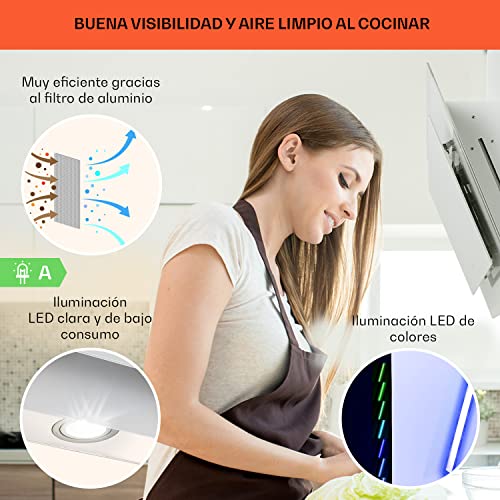 Klarstein-Campana-Extractora-Extractor-Cocina-para-Pared-con-Filtro-Aluminio-Antigrasa-para-Lavavajillas-Flujo-Aire-601mh-LEDs-Controles-Tactil-Campanas-de-Cocina-Extractores-Montaje-Pared