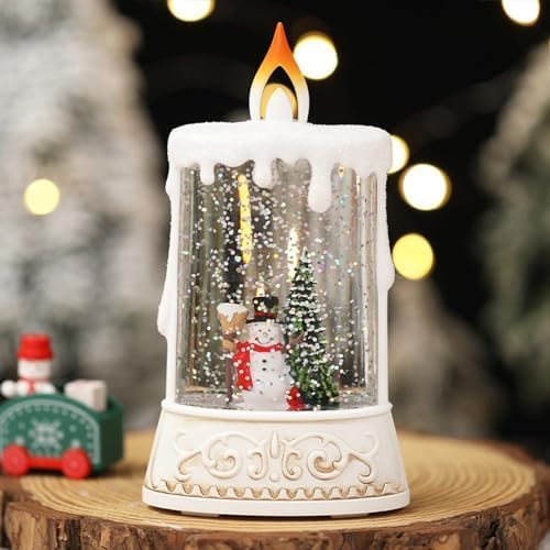 Christmas Flameless Candles, Christmas Candle Shaped Snow
