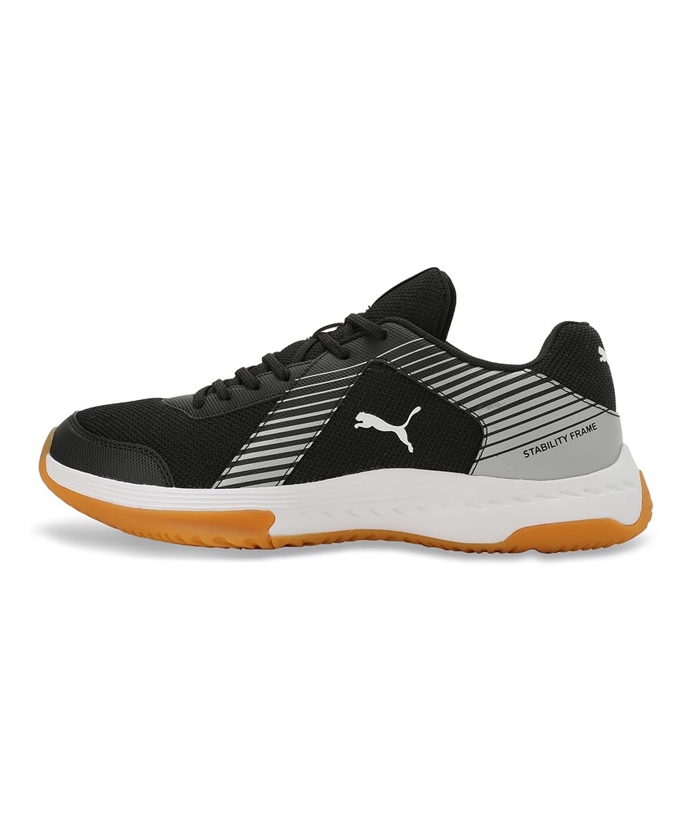 PUMA | Badminton Smash Sprint Indoor Sports Shoes | Black-White-Silver | 7UK