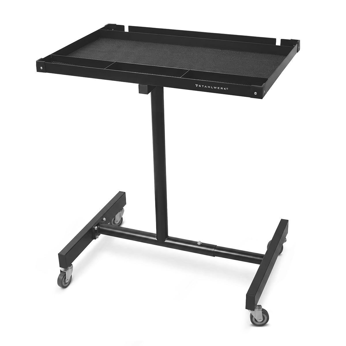 STAHLWERK Mesa de trabajo regulable en altura de 87,3 a 125 cm, capacidad de carga de 90 kg | Banco de trabajo móvil con 4 ruedas giratorias, garaje, taller, bricolaje