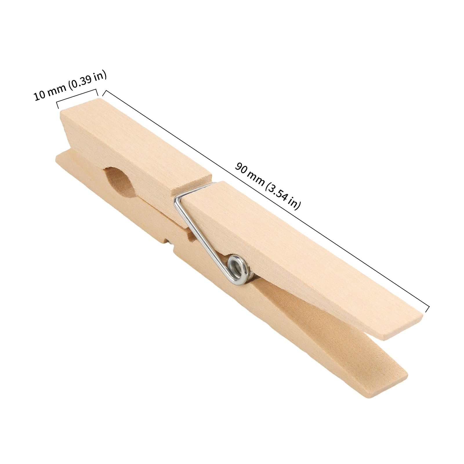 HOIGON Confezione da 300 mollette in legno naturale da 8,9 cm, robuste e grandi, mollette in legno con molla, per vestiti, artigianato, appendere foto, snack