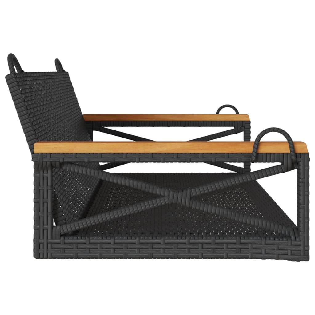 ShGaxin Banco Columpio de ratán sintético Negro 109x62x40 cm, Columpio Jardin Exterior, Balancin Jardin Exterior, Muebles Jardin Exterior, Balancin Balcon - 368152