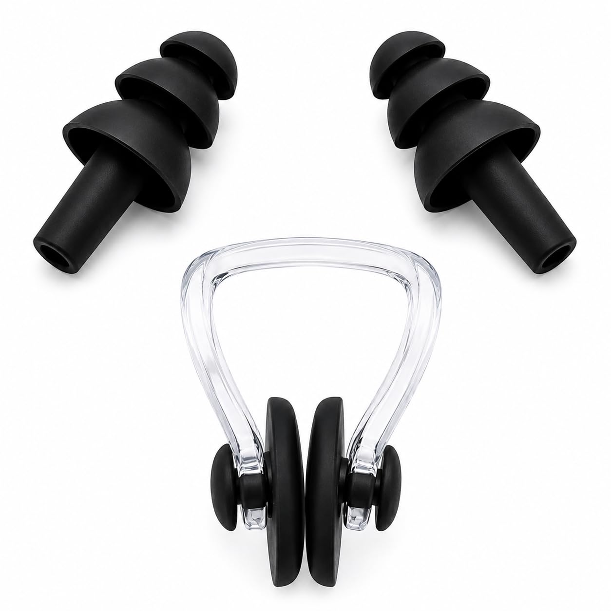 Swimming Kit Silicone Nose Clip & Ear Plugs Set - Water Protection Accessories for Swimmers | Comfortable Swimming Nose & Ear Protector for Adults & Children (Black)-picture-24