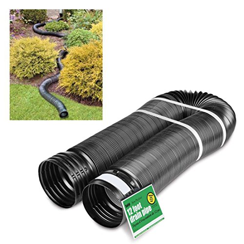 Solid Corrugated Expandable Flexible Landscape Drain Pipe, 4-in. by 12-ft