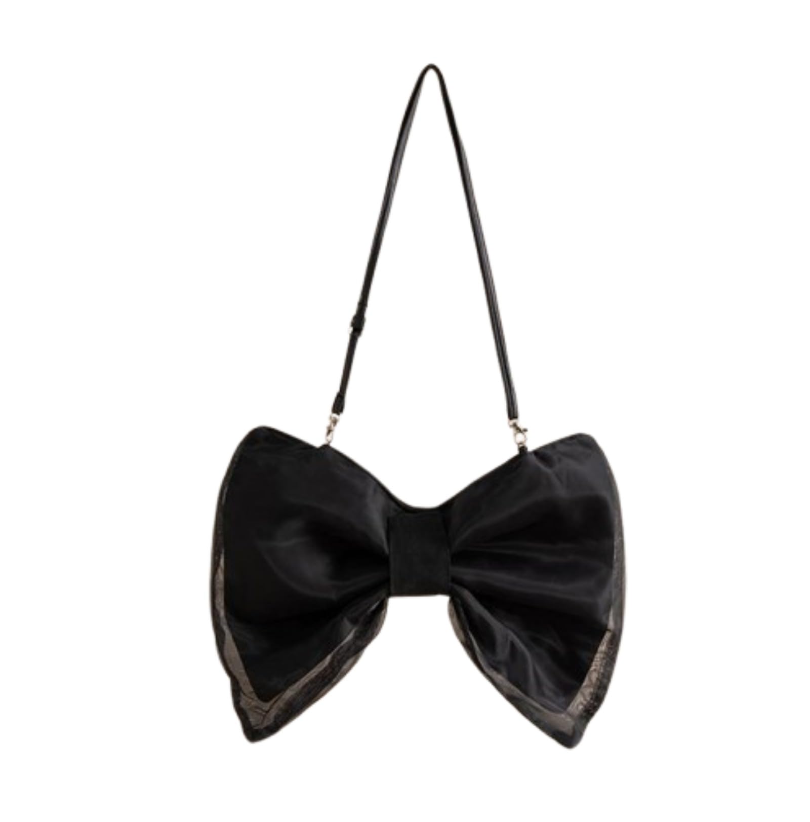 Wayolyn Kawaii Bow-shaped Crossbody Bag Bow Shoulder Bag for Women Cute Bowknot Purse Handbag Aesthetic Y2k Accessories (Black)