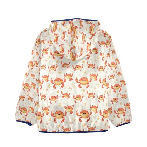 Cute Crab Pattern Print Toddler Fleece Jacket Girl Boys Hooded Fleece Jacket Coat Warm Outwear Zip-up 3-10T2