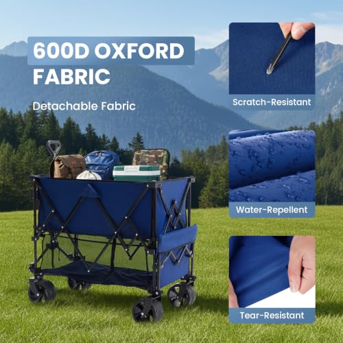 Image of DUMOS Double Decker Wagon 440LBS, Collapsible Folding Beach Wagon 400L