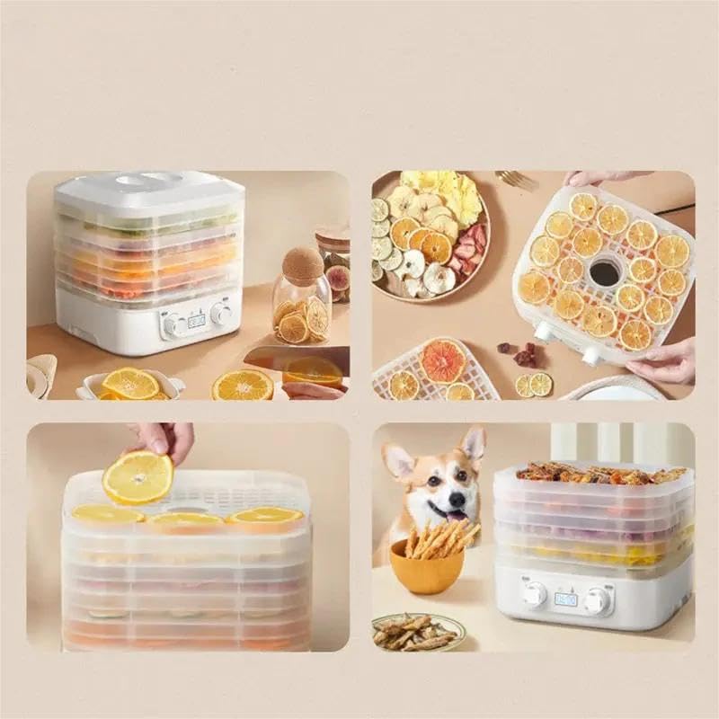 Disidratatore alimentare elettrico, 240 W, macchina per asciugare la frutta, temperatura regolabile, 35-70 °C, per frutta, verdura, carne, pesce, ricette (bianco - 5 griglie)